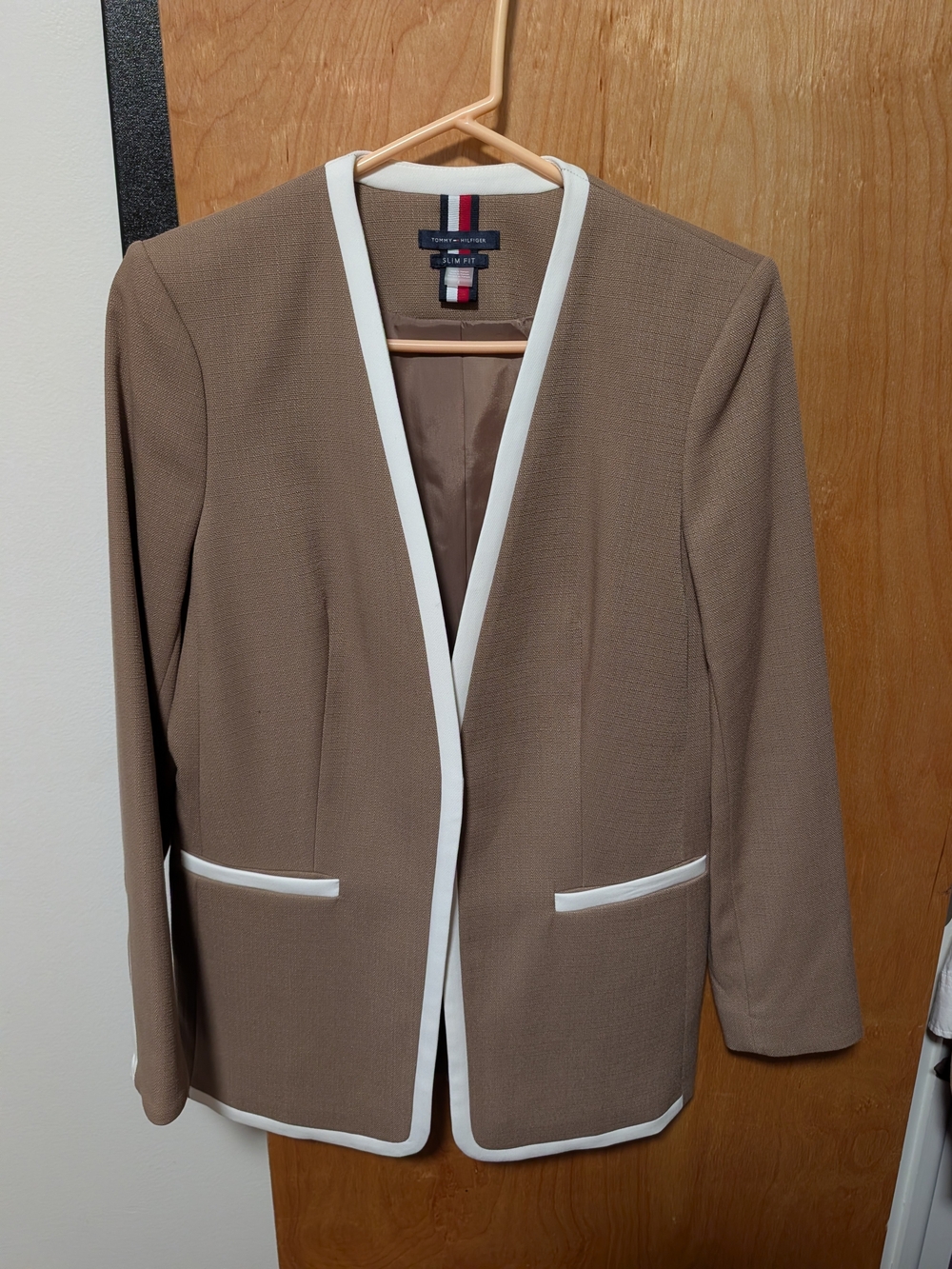 Tommy Hilfiger Women's Tan Contrast-Trim Blazer